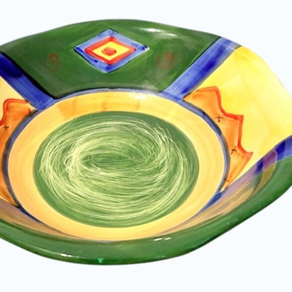 World Market Abstract Aztec Large Pasta Bowl 12" - Picture 3 of 7